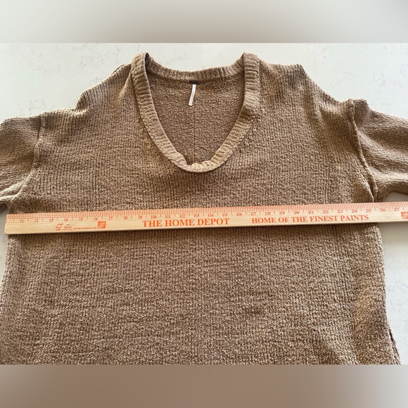 FREE PEOPLE Brookside oversized sweater tunic size large L camel tan - Picture 9 of 10